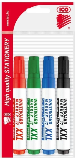 Zestaw markerów do białych tablic z ściętą końcówką, 4 szt.