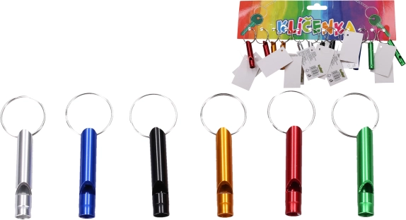 Breloczek z kolorowym gwizdkiem 4,5 cm