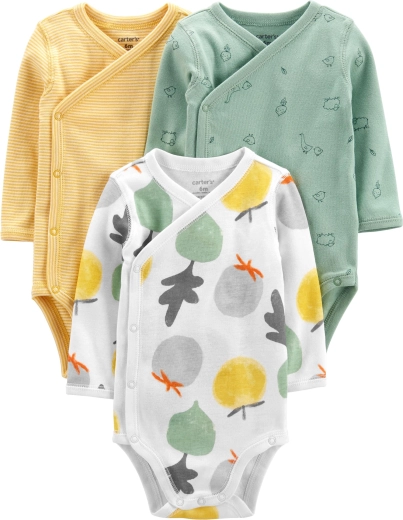 Carter’s body z długim rękawem Veggies, neutralne, 3 szt., rozm. 46