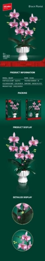 Zestaw konstrukcyjny różowa orchidea w doniczce, 562 elementy