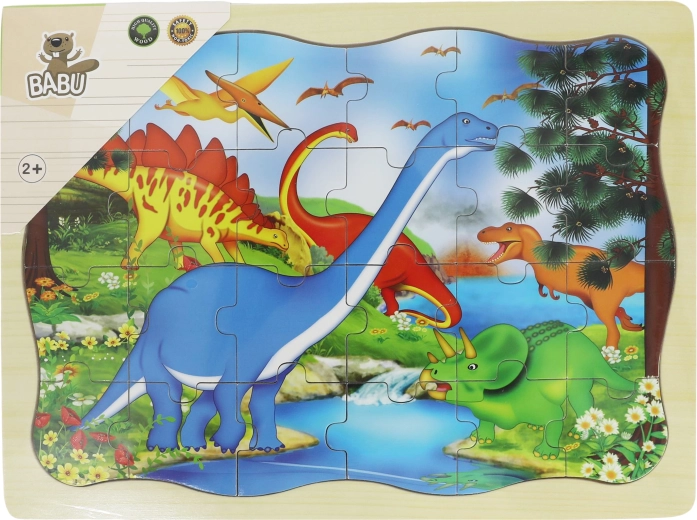 Babu drewniane puzzle dinozaury 24 elementy