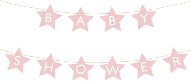 Baner na baby shower z gwiazdkami – Jasnoróżowy
