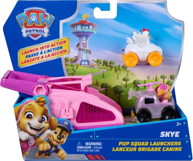 Psi Patrol – wyrzutnia Skye – zestaw z mini autkami