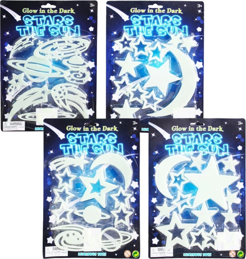 Świecące naklejane dekoracje nocne niebo – gwiazdy, 4 rodzaje