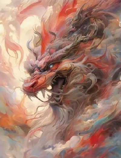 Malowanie diamentowe Czerwony smok 30 × 40 cm