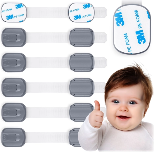 Dziecięce zamki zabezpieczające do szafek RICOKIDS, 6 szt., szare