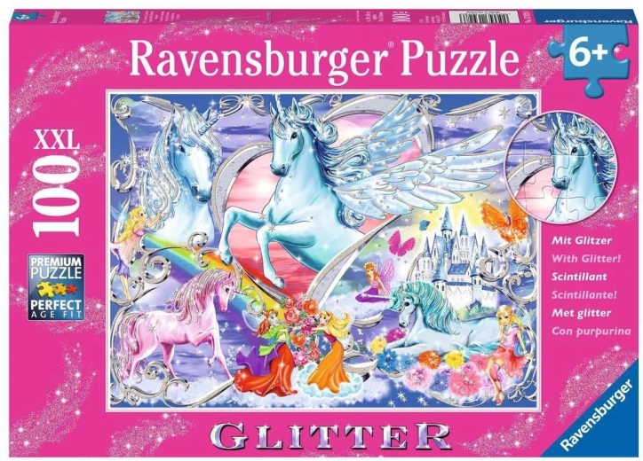 RAVENSBURGER Błyszczące puzzle Końskie marzenia XXL 100 elementów
