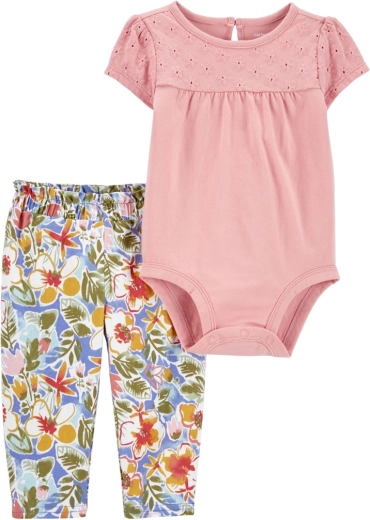 CARTER'S dwuczęściowy zestaw: body z krótkim rękawem i legginsy Grey Pears dla dziewczynki – 3 miesiące