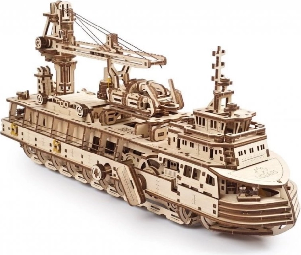Ugears 3d drewniane mechaniczne puzzle łódź badawcza