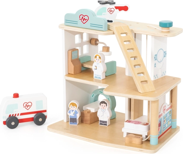 Drewniany szpital Viga Toys z akcesoriami