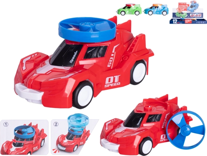 Sportowy samochodzik z napędem ciernym ze spinnerem, 14 cm