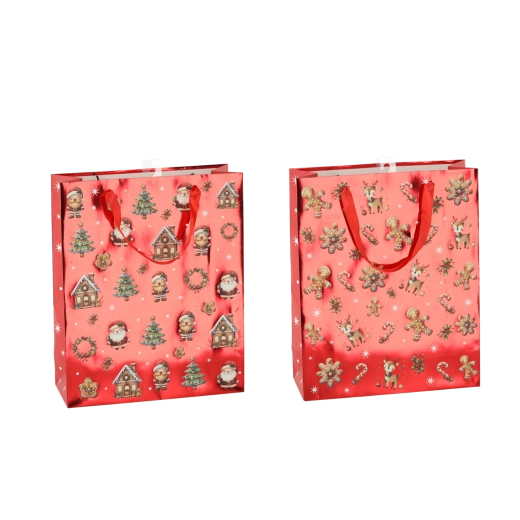 Świąteczna torba prezentowa Pierniczki 26 × 32 × 10 cm, opakowanie 12 szt.