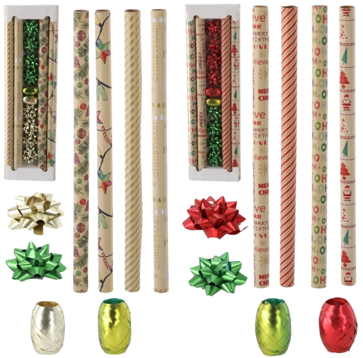 Świąteczny zestaw podarunkowy Kraft mix wzorów 70 × 200 cm