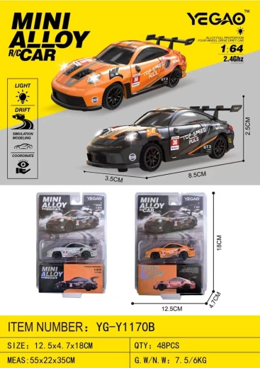 Mini auto do driftu sterowane radiowo 1:64 top speed pomarańczowe - 1 szt.