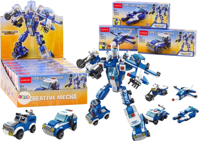 Policyjne samochody Motorówka Samolot Policja Klocki konstrukcyjne MIX