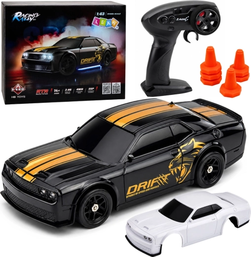 Sportowy samochód RC do driftu 4WD z żyroskopem 2,4 GHz 1:43 czarny