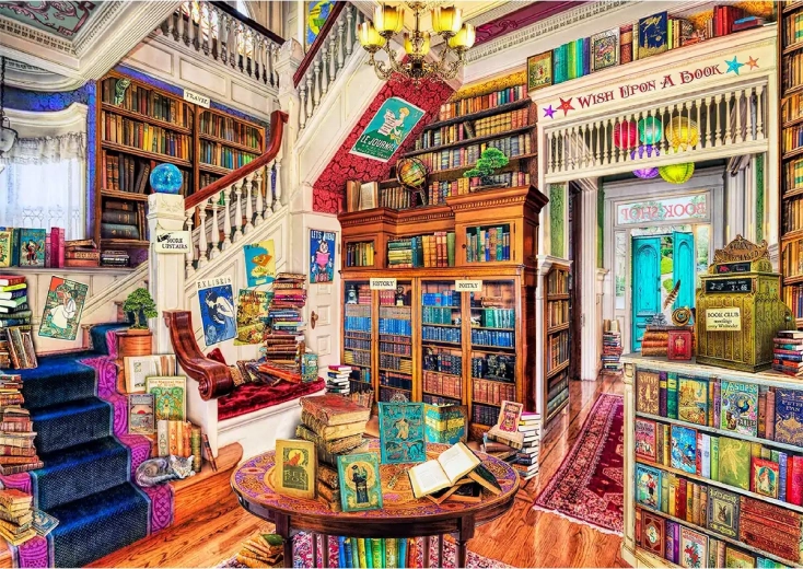 WOODEN CITY Drewniane puzzle Życzenia w księgarni 2w1, 4000 elementów