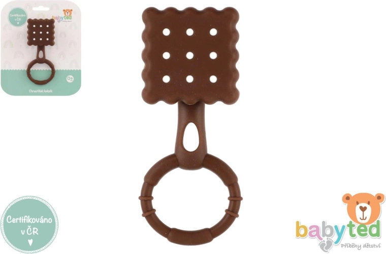 Silikonowa grzechotka i gryzak ciasteczko BabyTed 0m+