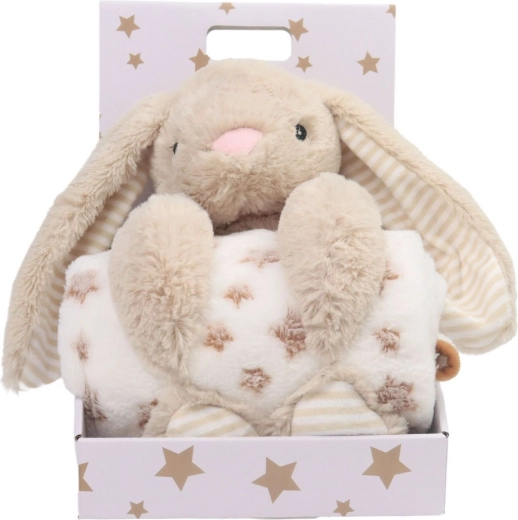 Carlo baby polarowy kocyk z pluszowym króliczkiem Bunny beige - 1 szt.