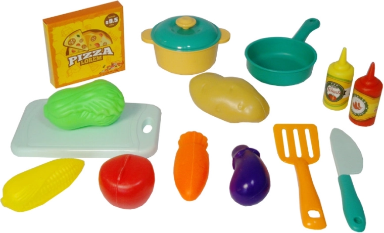 Kolorowy dziecięcy zestaw naczyń kuchennych