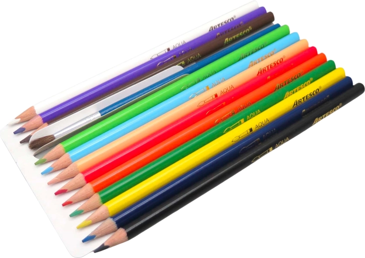 Akwarelowe kredki Color Plus – zestaw 12 kolorów z pędzelkiem i temperówką
