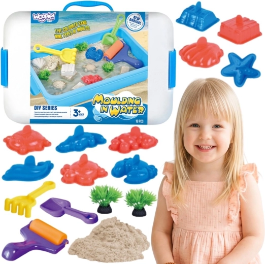 Woopie kinetyczny piasek do wody w walizce, zestaw 18 szt.