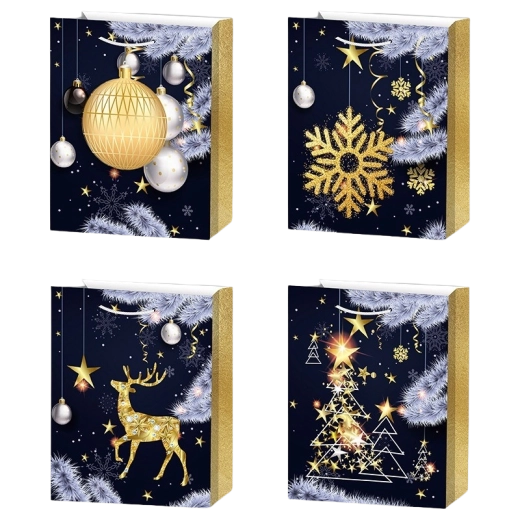 Papierowa torebka prezentowa M życzenia świąteczne 26 × 32 × 10 cm