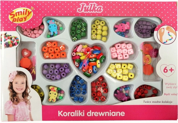 Zestaw drewnianych koralików do wyrobu biżuterii