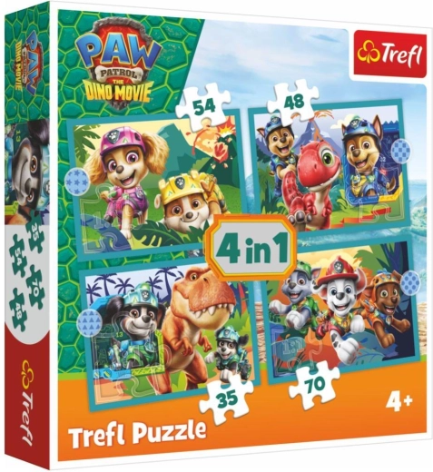 Puzzle 4 w 1 Psi Patrol (Paw Patrol) Dino Movie – historie z wyspy dinozaurów