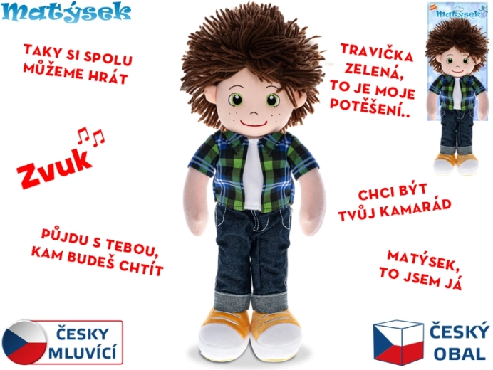 Interaktywny laleczek Matýsek – mówi po czesku, pluszowy, 37 cm