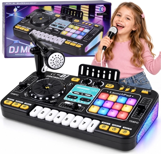 Dziecięcy interaktywny mikser DJ z Bluetooth, mikrofonem i oświetleniem