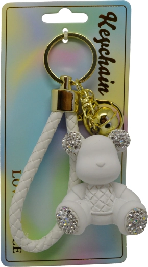 Brelok do kluczy biały miś