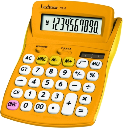 Lexibook kalkulator kieszonkowy 10‑cyfrowy z silikonową powierzchnią – żółty