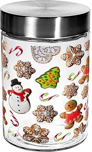 Szklany słoik na ciasteczka TORO 1100 ml z motywem pierniczków