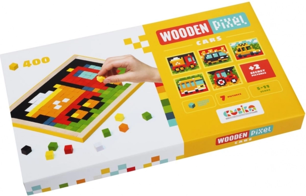 CUBIKA 14903 Pixel IV auta - drewniana mozaika 400 klocków i 7 wzorów