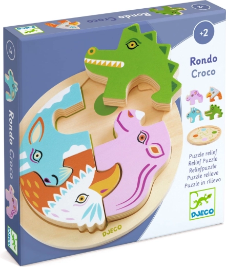 DJECO drewniane puzzle wkładane Rondo Croco