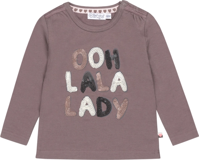 Dziewczęca koszulka Dirkje z długim rękawem Ooh La La Lady szarobrązowa