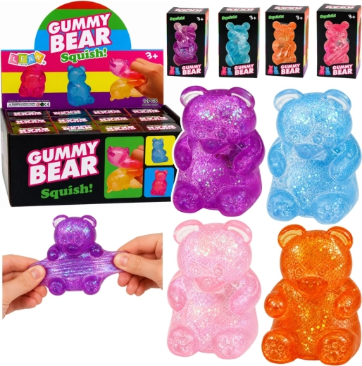 Świecący antystresowy gniotek miś z brokatem (LED) 6,5 cm - 1 szt.