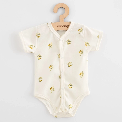 New Baby niemowlęce body rozpinane na całej długości z krótkim rękawem Oliwki 68