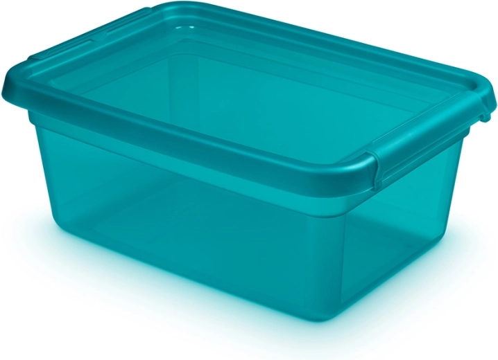 Basestore pojemnik do przechowywania z plastiku z pokrywą i klipsami Ocean 12,5 l (28 × 38 × 16 cm)