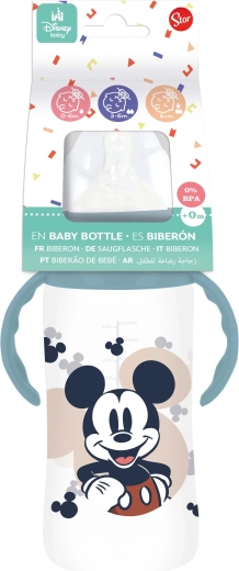 Butelka niemowlęca z uchwytami MICKEY 360 ml z systemem antykolkowym
