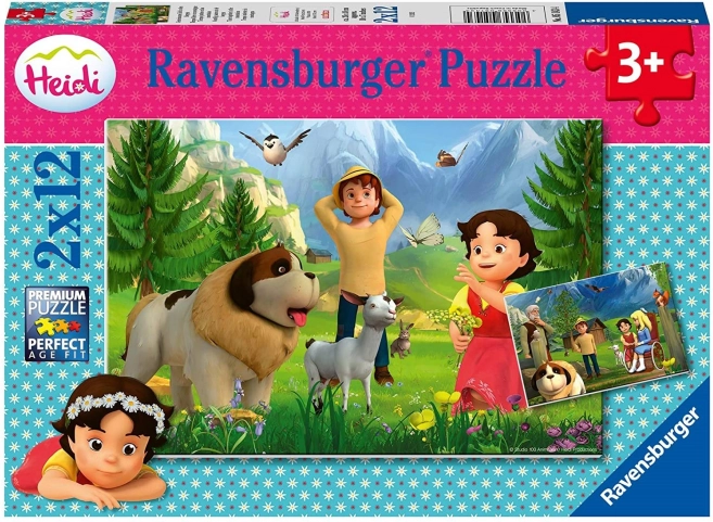 Puzzle RAVENSBURGER Heidi – wspólnie w górach 2×12 elementów