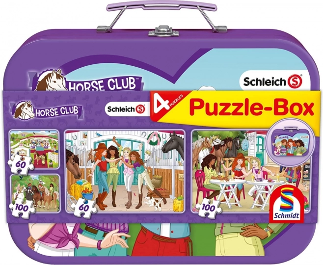 Puzzle SCHMIDT Schleich Horse Club 4w1 w metalowej walizeczce