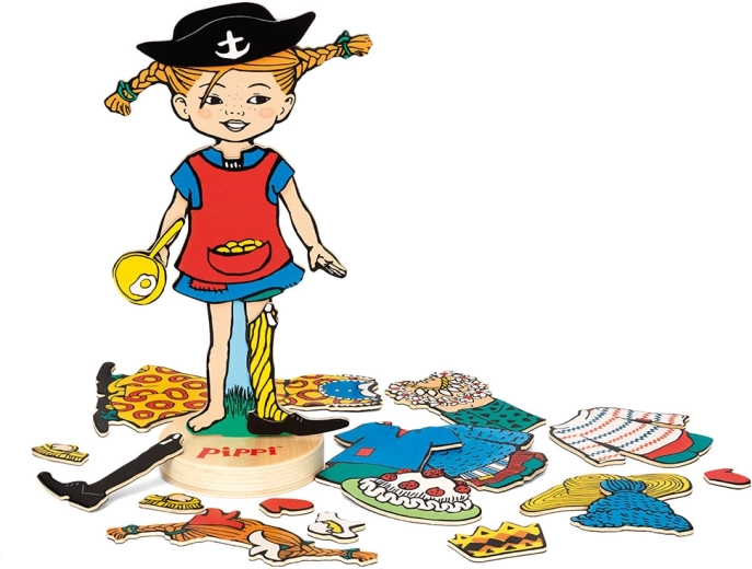 Drewniana lalka do ubierania Pippi Pończoszanka