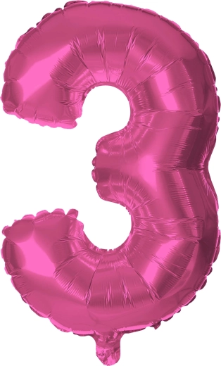 Balon foliowy cyfra 3 30 cm różowy TORO