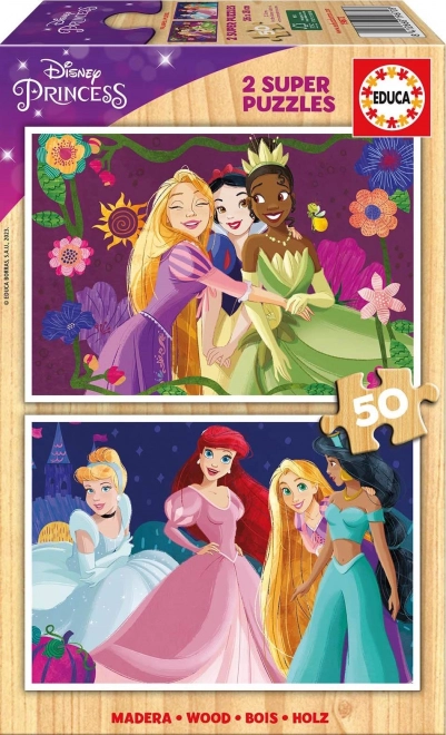 Drewniane puzzle DISNEY księżniczki 2×50 elementów