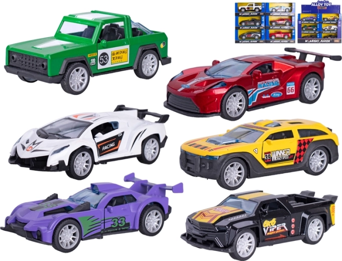 Metalowy samochodzik wyścigowy 13 cm z napędem typu pull-back