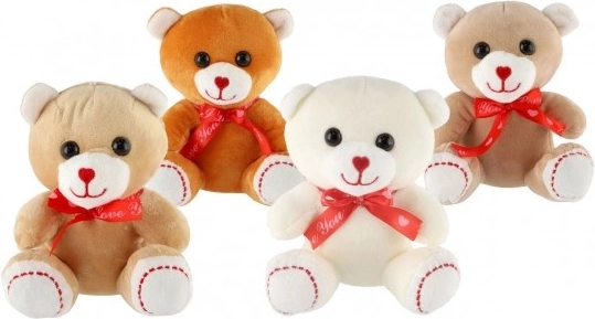 Pluszowy miś siedzący z kokardką 16 cm, 4 kolory, 0m+