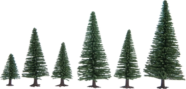 Noch jedle – zestaw 10 szt. (5–14 cm) do makiety H0/TT