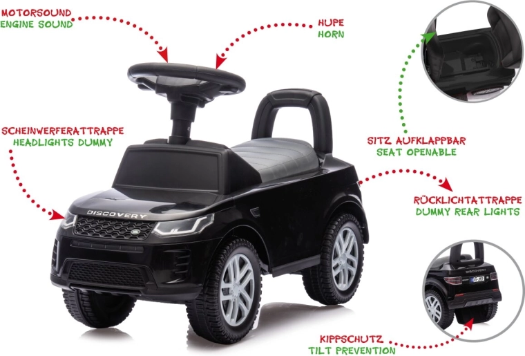 Czarny jeździk i chodzik dziecięcy Land Rover Discovery 2 w 1